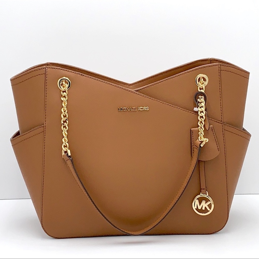 MICHAEL KORS LARGE X CHAIN LOGO SHOULDER BAG Luggage - Picture 3 of 16